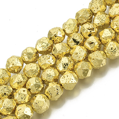 Electroplated Natural Lava Rock Beads Strands G-S352-31B-B-1