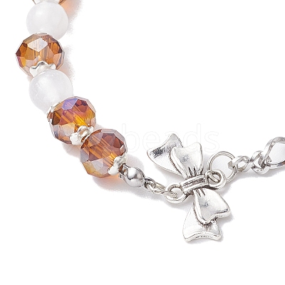 Faceted Rondelle Glass Link Bracelets AJEW-JB01220-1