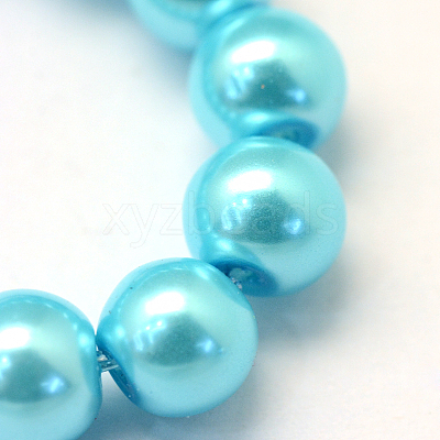 Baking Paint Pearlized Glass Pearl Round Bead Strands X-HY-Q330-8mm-48-1