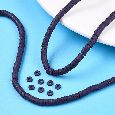 Flat Round Handmade Polymer Clay Bead Spacers CLAY-R067-4.0mm-04-1