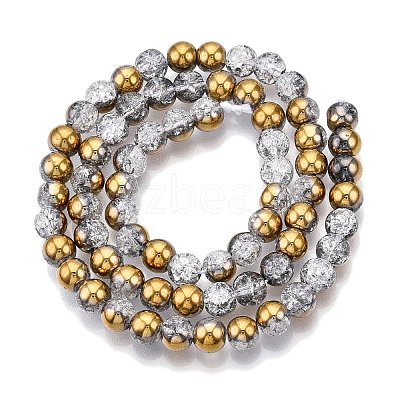 Electroplated Crackle Glass Beads Strands X-EGLA-N014-6mm-04-1