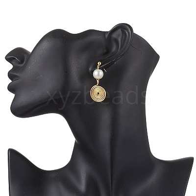 Glass Pearl Dangle Stud Earrings EJEW-JE06543-02-1
