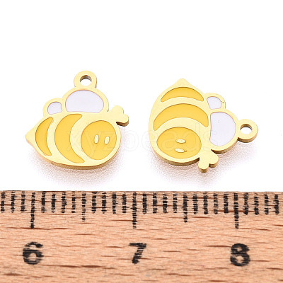 304 Stainless Steel Enamel Charms STAS-T065-44G-1
