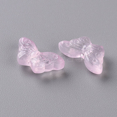 Transparent Spray Painted Glass Beads GLAA-S190-018F-01-1