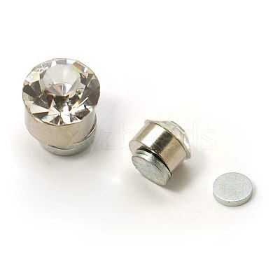 Stainless Steel Magnetic Ear Studs with Rhinestone EJEW-I054C-06-1