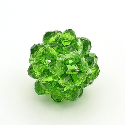 Transparent Glass Crystal Round Woven Beads GLAA-A034-4mm-A-1