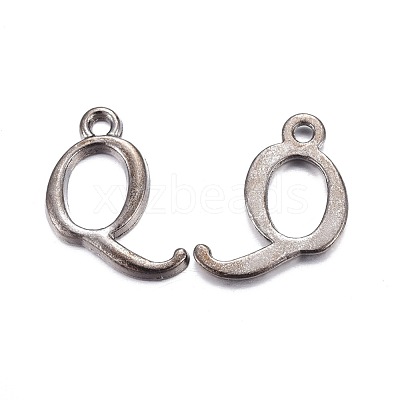 Gunmetal Plated Alloy Letter Pendants PALLOY-J718-01B-Q-1