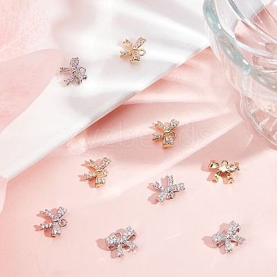 12Pcs 2 Colors Rack Plating Brass Micro Pave Cubic Zirconia Charms ZIRC-BBC0001-30-1
