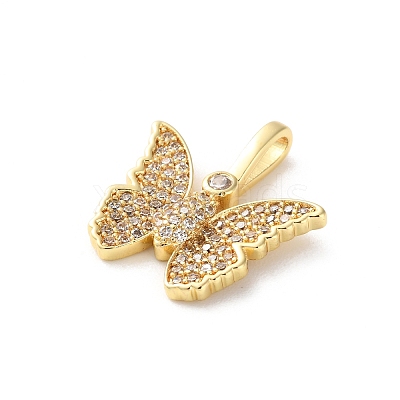 Brass Micro Pave Clear Cubic Zirconia Pendants X-KK-L227-007G-1