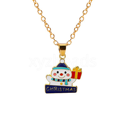 Christmas Alloy Enamel Pendant Necklaces FS-WGA5363-07-1