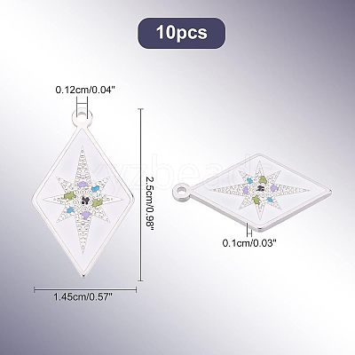10Pcs 304 Stainless Steel Pendants STAS-NB0001-28-1