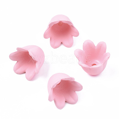 Rubberized Style Opaque Acrylic Bead Caps ACRP-T010-01C-1