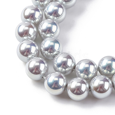UV Plating Pearlized Glass Pearl Beads Strands GLAA-F128-01B-T12-1