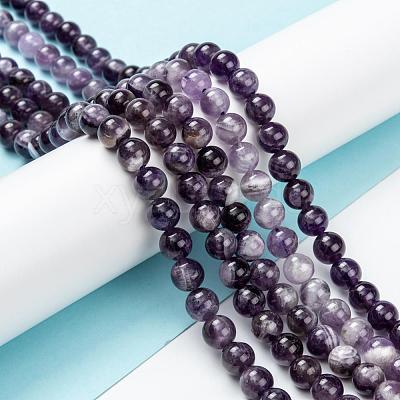 Natural Chevron Amethyst Beads Strands G-S030-7.5mm-1