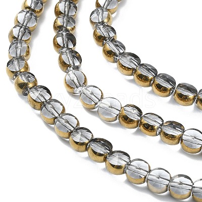 Half Plated Electroplate Transparent Glass Beads Strands EGLA-E060-02A-HP05-1