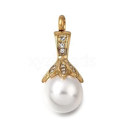 304 Stainless Steel & ABS Plastic Pearl Memorial Pendants PL-CBA387B-01G-1