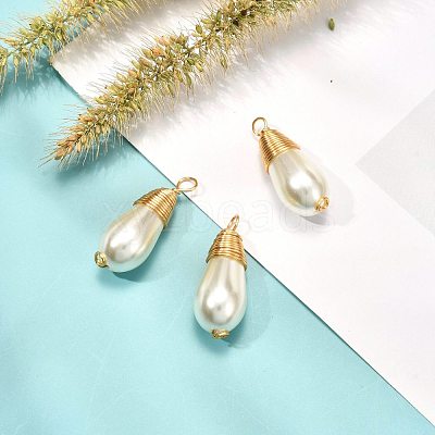 Glass Pearl Pendants PALLOY-JF00898-1