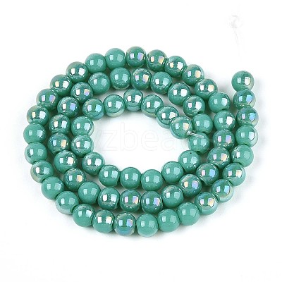 Electroplate Opaque Glass Beads Strands GLAA-T032-P6mm-AB12A-1