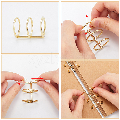 3-Ring Iron Loose Leaf Book Binder Hinged Rings AJEW-CP0009-48A-1