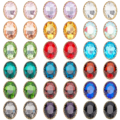 AHADEMAKER 36Pcs 18 Colors Sew on Rhinestone RGLA-GA0001-03-1
