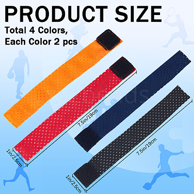 8Pcs 4 Colors Cloth Jersey Sleeve Bands AJEW-CP0005-97-1