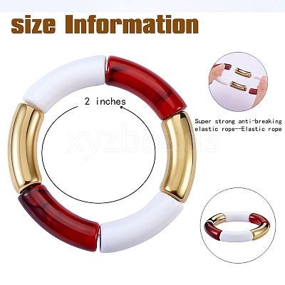 Chunky Curved Tube Beads Stretch Bracelets Set BJEW-SW00016-1