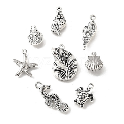 48Pcs 8 Styles Alloy & Stainless Steel Pendants DIY-FP0001-57-1