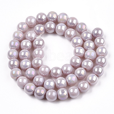 Electroplate Opaque Glass Beads Strands GLAA-T032-P8mm-AB07-1