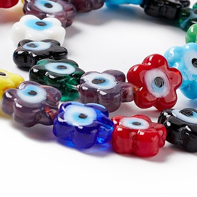 Handmade Evil Eye Lampwork Beads Strands LAMP-F024-03B-1