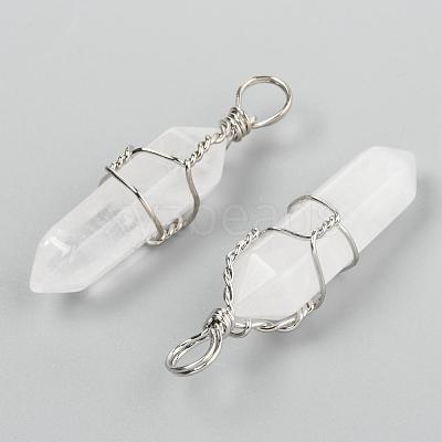 Natural Quartz Crystal Double Terminated Pointed Pendants G-J062-05P-1