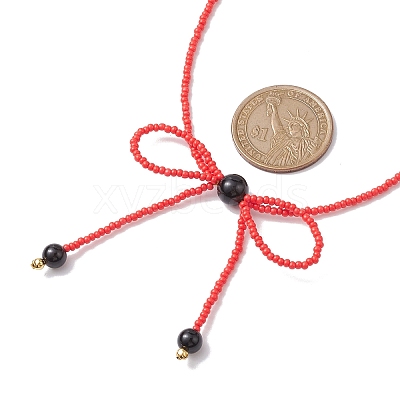 Glass Seed Pendant Necklaces for Women NJEW-MZ00031-03-1