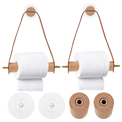 2 Sets 2 Colors Wood & Brass Toilet Wall Hanging Perforated Rope Holder FIND-GL0001-51-1