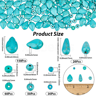 310Pcs 5 Styles Synthetic Turquoise & Howlite Beads Sets TURQ-PA0001-02-1