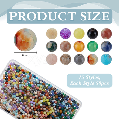 750Pcs 15 Styles Natural Mixed Germstone Beads G-ME0001-03-1