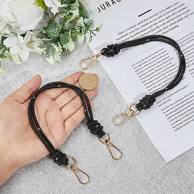 2Pcs Glass Rhinestone Rubber Cord Bag Handles FIND-PH0059-68D-1
