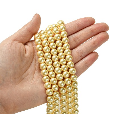 Eco-Friendly Dyed Glass Pearl Round Bead Strands X-HY-A002-8mm-RB071-1