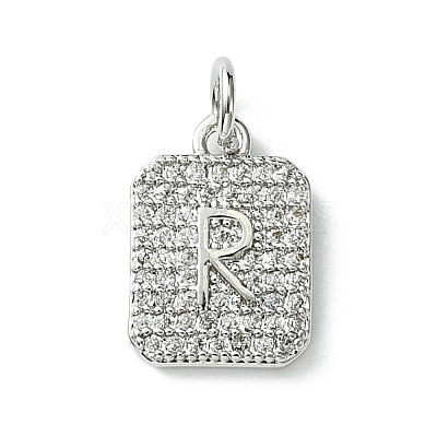 Rack Plating Brass Micro Pave Clear Cubic Zirconia Charms KK-G501-01R-P-1