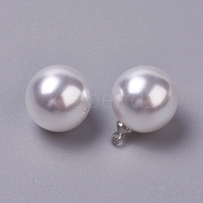 Resin Imitation Pearl Pendants RESI-WH0008-17A-1
