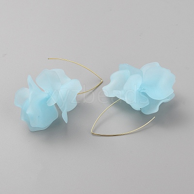 Acrylic Flower Dangle Earrings EJEW-WH0009-30F-1