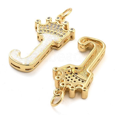Brass Micro Pave Clear Cubic Zirconia Pendants KK-G498-01J-02-1