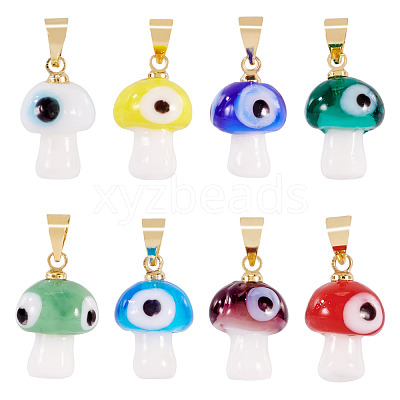 16Pcs 8 Colors Handmade Lampwork Pendants LAMP-TA0001-78-1