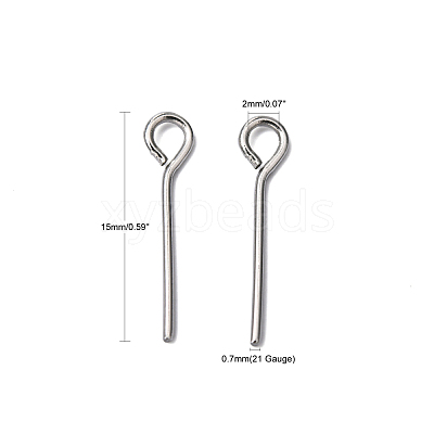 Tarnish Resistant 304 Stainless Steel Eye Pin X-STAS-R045-15mm-1