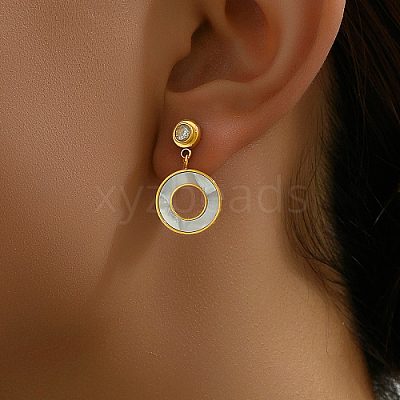 Cubic Zirconia Donut Dangle Stud Earrings NH4913-1