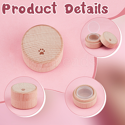 Carved Wood Baby Tooth Keepsake Cases with Lids CON-WH0100-09A-1