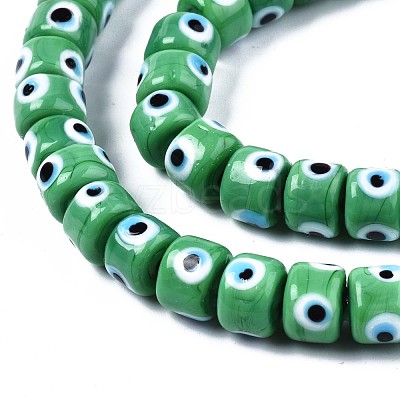 Handmade Evil Eye Lampwork Beads Strands LAMP-WH0006-05E-1