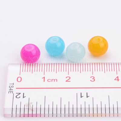 Imitation Jade Glass Round Beads X-GLAA-A022C-8mm-M-1