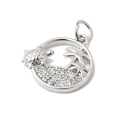 Brass Micro Pave Cubic Zirconia Pendants KK-P343-01A-P-1