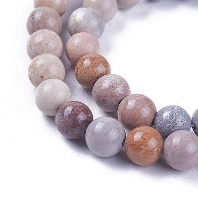 Natural Fossil Coral Beads Strands G-L500-02-6mm-1