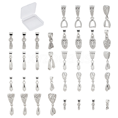 36Pcs 9 Style Brass Ice Pick Pinch Bails KK-SC0002-57-1