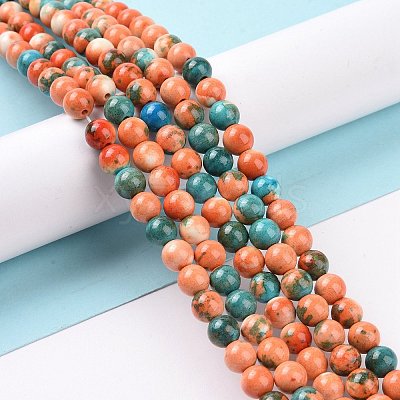 Synthetic Ocean White Jade Round Bead Strands G-M165-6mm-04-1